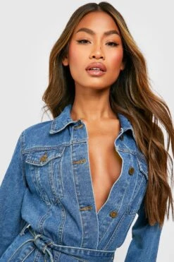 Robe Chemise En Jean à Ceinture -BOOHO Kleidung Magasin gzz43939 mid20wash xl 3