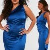 Grande Taille - Robe Asymétrique Satinée -BOOHO Kleidung Magasin gzz43966 navy xl