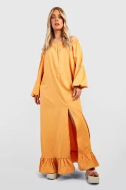 Grande Taille - Robe Longue Texturée à Volants 8 Grande Taille - Robe Longue Texturée à Volants -BOOHO Kleidung Magasin gzz43968 mustard xl 2