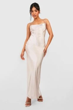 Petite - Robe De Demoiselle D'honneur Satinée à Col Bénitier -BOOHO Kleidung Magasin gzz43996 champagne xl 2