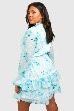 Grande Taille - Robe Babydoll Imprimée à Volants -BOOHO Kleidung Magasin gzz44009 green xl 1