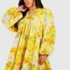 Grande Taille - Robe Fleurie à Volants -BOOHO Kleidung Magasin gzz44011 yellow xl