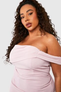 Grande Taille - Robe Demoiselle D'honneur à épaules Dénudées -BOOHO Kleidung Magasin gzz44042 blush xl 3