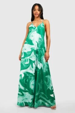 Robe Longue Imprimé Marbre à Bretelles -BOOHO Kleidung Magasin gzz44050 green xl 2