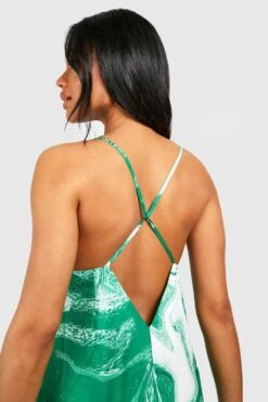 Robe Longue Imprimé Marbre à Bretelles -BOOHO Kleidung Magasin gzz44050 green xl 3