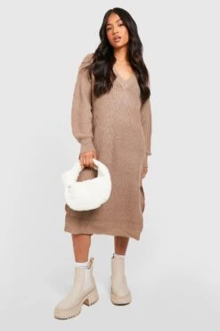 Petite - Robe Pull En Maille à Col V