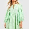 BOOHOO Grande Taille - Robe Texturée à Imprimé Vichy -BOOHO Kleidung Magasin gzz44109 green xl
