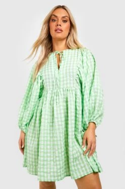 BOOHOO Grande Taille - Robe Texturée à Imprimé Vichy