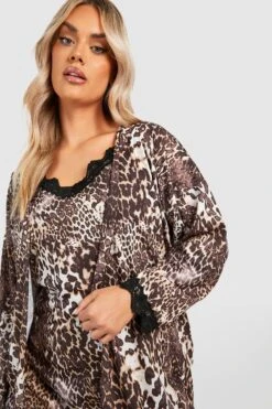 Grande Taille - Robe De Chambre à Imprimé Léopard -BOOHO Kleidung Magasin gzz44112 brown xl 3