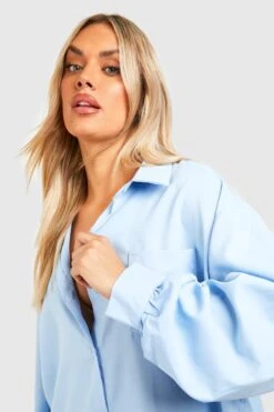 Grande Taille - Robe Chemise Oversize En Popeline -BOOHO Kleidung Magasin gzz44121 sky20blue xl 3