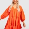 BOOHOO Grande Taille - Robe Babydoll Froncée à Manches Bouffantes -BOOHO Kleidung Magasin gzz44176 orange xl