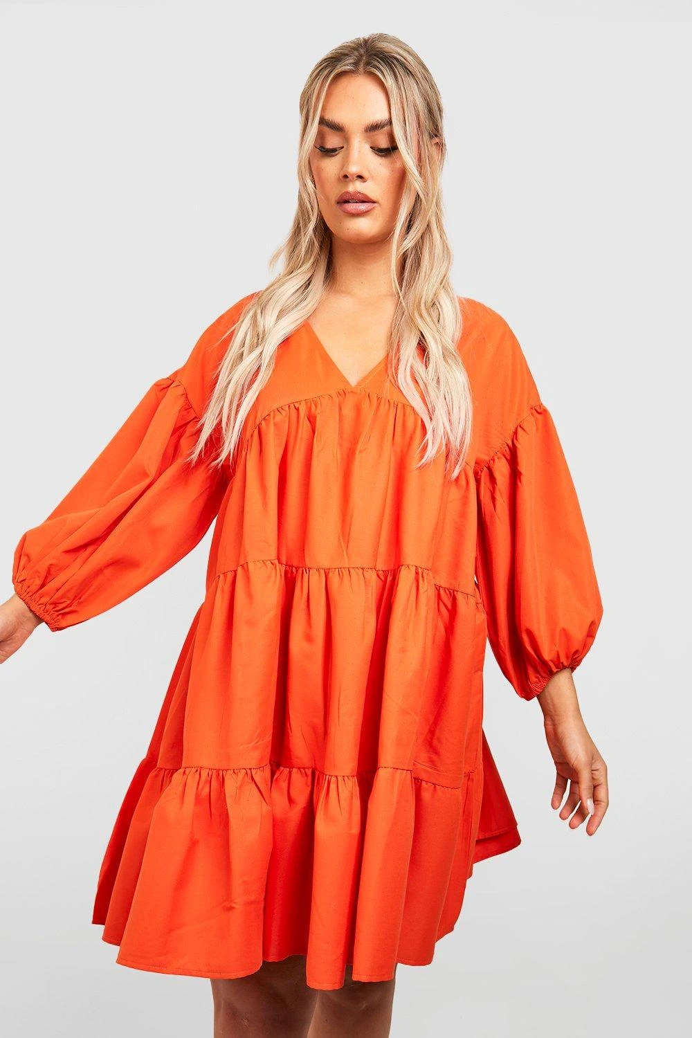 BOOHOO Grande Taille - Robe Babydoll Froncée à Manches Bouffantes 3 BOOHOO Grande Taille - Robe Babydoll Froncée à Manches Bouffantes