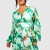 Grande Taille - Robe Patineuse Imprimée à Volants -BOOHO Kleidung Magasin gzz44177 green xl