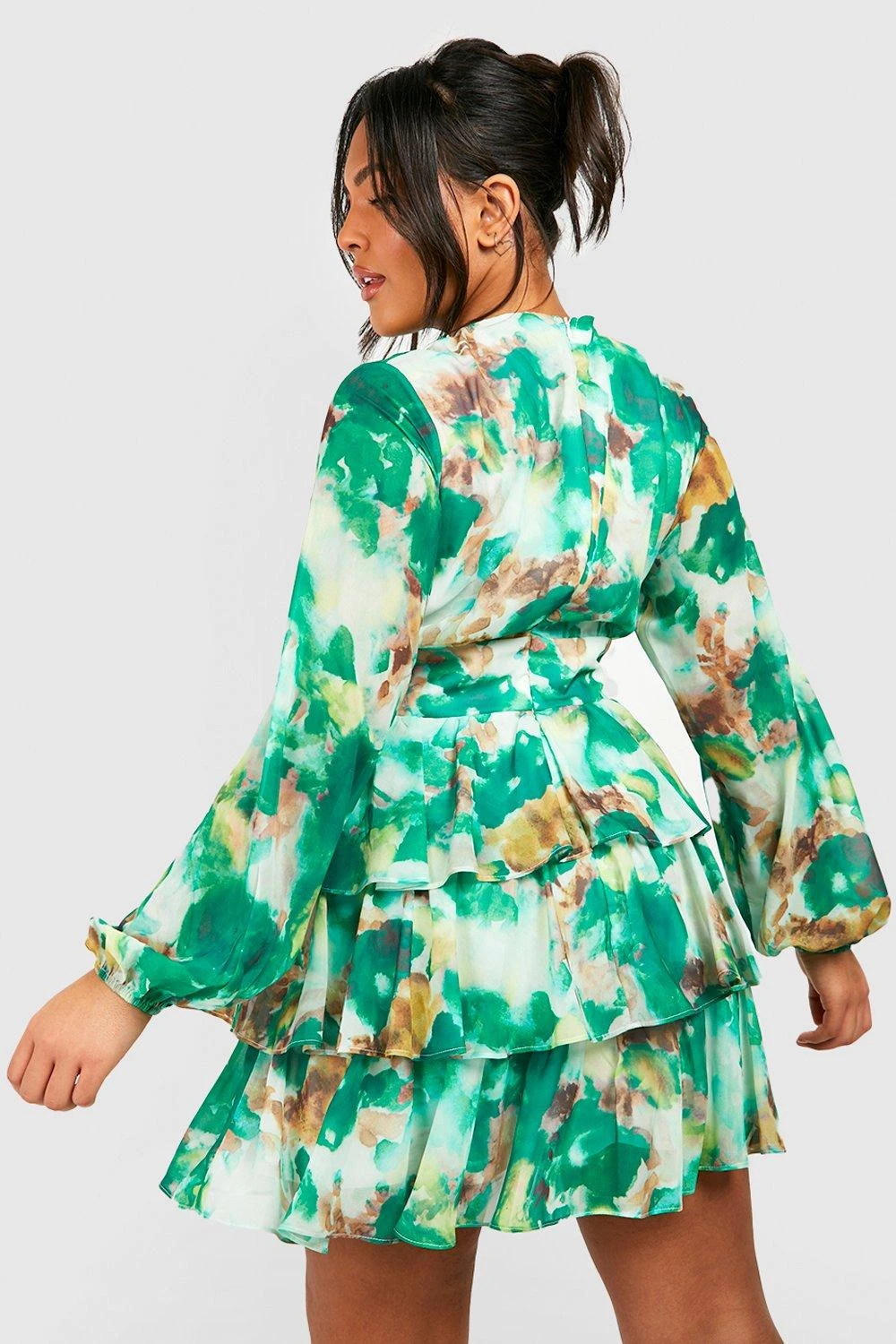 Grande Taille - Robe Patineuse Imprimée à Volants 4 Grande Taille - Robe Patineuse Imprimée à Volants – Image 2