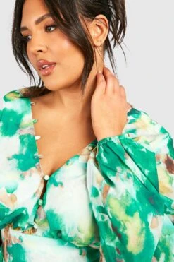 Grande Taille - Robe Patineuse Imprimée à Volants 9 Grande Taille - Robe Patineuse Imprimée à Volants -BOOHO Kleidung Magasin gzz44177 green xl 3