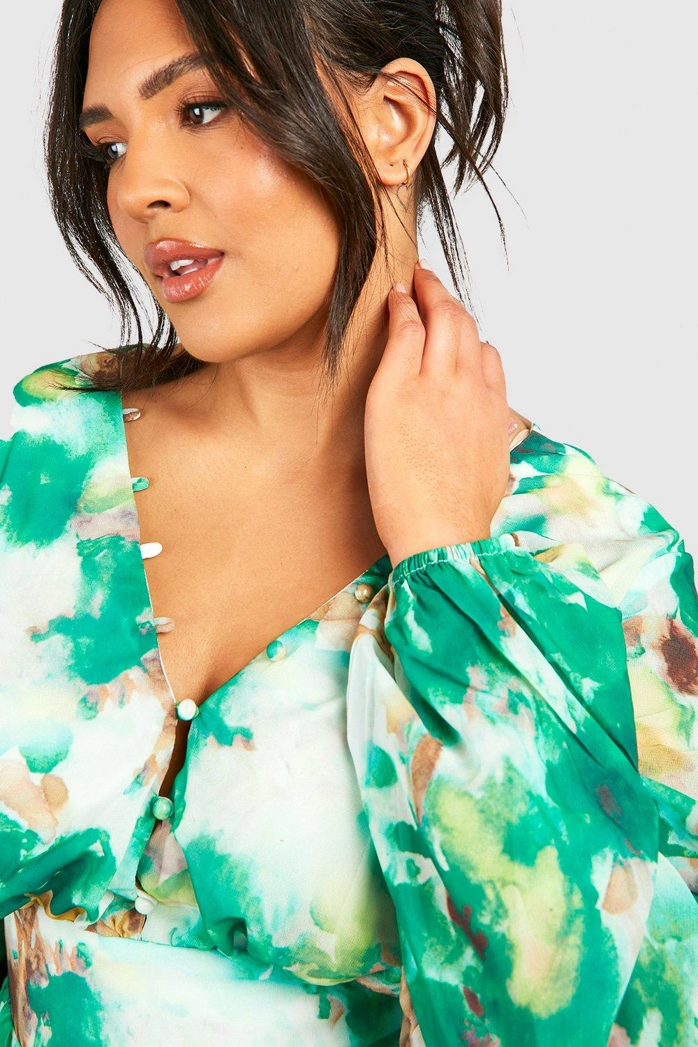 Grande Taille - Robe Patineuse Imprimée à Volants 6 Grande Taille - Robe Patineuse Imprimée à Volants – Image 4