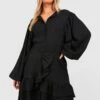 Grande Taille - Robe Patineuse Texturée à Volants -BOOHO Kleidung Magasin gzz44236 black xl