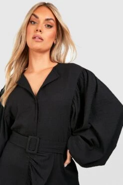 Grande Taille - Robe Patineuse Texturée à Volants 9 Grande Taille - Robe Patineuse Texturée à Volants -BOOHO Kleidung Magasin gzz44236 black xl 3