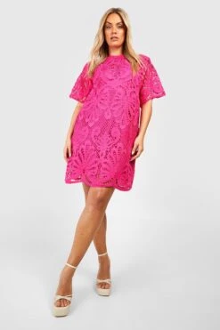 Grande Taille - Robe Premium En Crochet -BOOHO Kleidung Magasin gzz44255 hot20pink xl 2