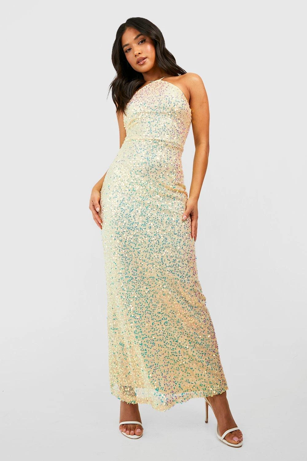 BOOHOO Petite - Robe Longue Pailletée Dos Nu 3 BOOHOO Petite - Robe Longue Pailletée Dos Nu