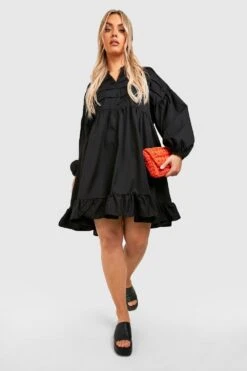 BOOHOO Grande Taille - Robe Chemise à Volants -BOOHO Kleidung Magasin gzz44257 black xl 2