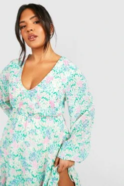 Grande Taille - Robe Fleurie En Plumetis à Volants -BOOHO Kleidung Magasin gzz44276 multi xl 2