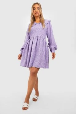 Grande Taille - Robe à Carreaux Et Volants