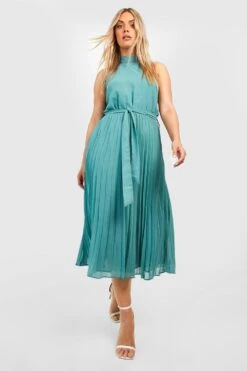 Grande Taille - Robe Patineuse Plissée Dos Nu -BOOHO Kleidung Magasin gzz44292 aqua xl 2