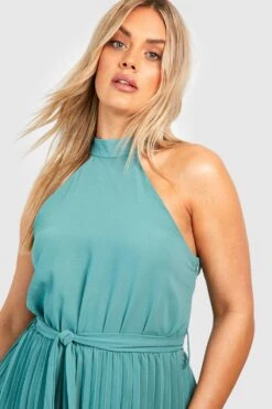 Grande Taille - Robe Patineuse Plissée Dos Nu -BOOHO Kleidung Magasin gzz44292 aqua xl 3