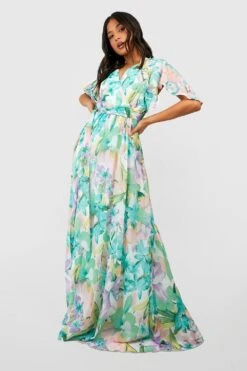 Petite - Robe Longue Fleurie à Manches Larges