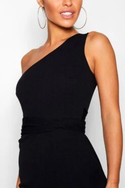 Petite - Robe Moulante Asymétrique En Tissu Recyclé -BOOHO Kleidung Magasin gzz45508 black xl 3