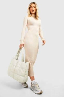 Robe Longue Basique à Col Roulé -BOOHO Kleidung Magasin gzz45790 stone xl 2