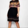 Grande Taille - Robe à Volants Et Imprimé Rétro -BOOHO Kleidung Magasin gzz46204 black xl
