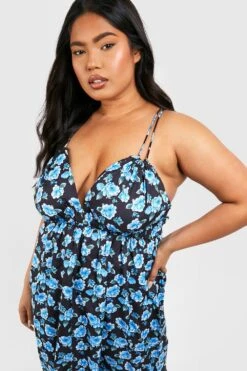 Grande Taille - Robe Longue Fleurie à Bretelles -BOOHO Kleidung Magasin gzz46235 blue xl 3