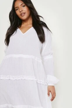 Grande Taille - Robe Babydoll Froncée -BOOHO Kleidung Magasin gzz46251 white xl 3