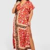 Grande Taille - Robe Longue à Manches Larges Et Imprimé Cachemire -BOOHO Kleidung Magasin gzz46255 red xl