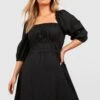 Grande Taille - Robe Mi-longue En Coton à Volants -BOOHO Kleidung Magasin gzz46260 black xl