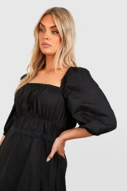 Grande Taille - Robe Mi-longue En Coton à Volants 9 Grande Taille - Robe Mi-longue En Coton à Volants -BOOHO Kleidung Magasin gzz46260 black xl 3