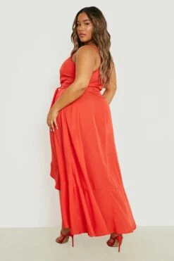 Grande Taille - Robe Mi-longue Boutonnée à Ourlet Volanté -BOOHO Kleidung Magasin gzz46261 red xl 1