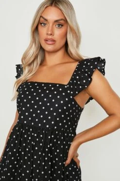 Grande Taille - Robe Mi-longue En Coton à Imprimé Pois -BOOHO Kleidung Magasin gzz46266 black xl 3