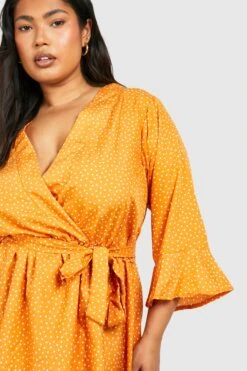 Grande Taille - Robe Portefeuille à Pois Et Volants -BOOHO Kleidung Magasin gzz46269 camel xl 3