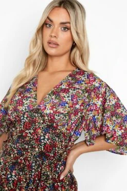 Grande Taille - Robe Mi-longue Fleurie Effet Patchwork -BOOHO Kleidung Magasin gzz46275 purple xl 3