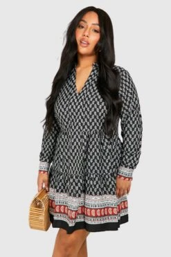 Grande Taille - Robe Babydoll à Imprimé Cachemire