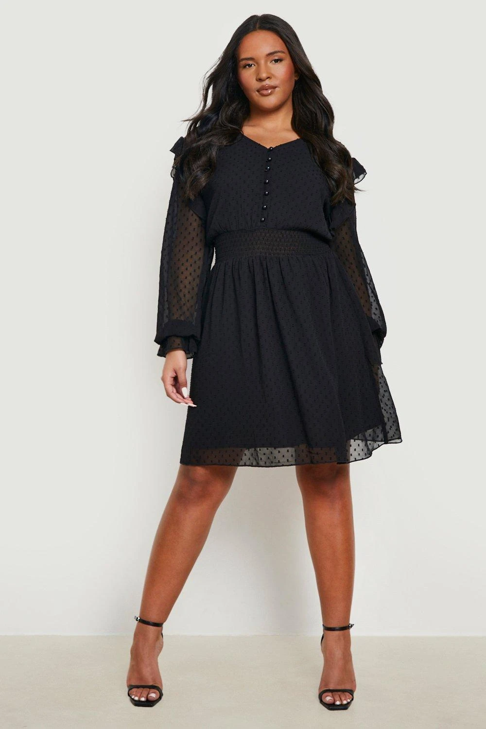 Grande Taille - Robe Plumetis Froncée 5 Grande Taille - Robe Plumetis Froncée – Image 3