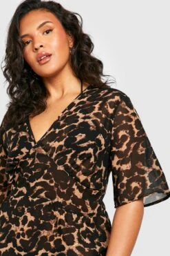 Grande Taille - Robe De Plage Léopard à Volants -BOOHO Kleidung Magasin gzz46280 brown xl 3