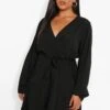 Grande Taille - Robe Cache-cœur à Volants Et Manches Longues -BOOHO Kleidung Magasin gzz46282 black xl