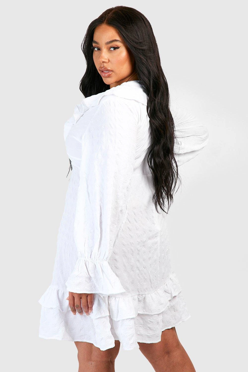 Grande Taille - Robe Patineuse Texturée à Volants 4 Grande Taille - Robe Patineuse Texturée à Volants – Image 2