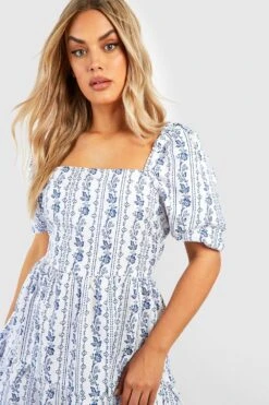 Grande Taille - Robe Babydoll Fleurie -BOOHO Kleidung Magasin gzz46306 blue xl 3