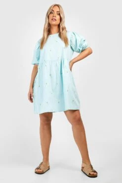 Grande Taille - Robe Babydoll à Broderies Fleuries -BOOHO Kleidung Magasin gzz46312 baby20blue xl 2