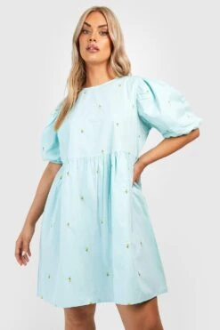 Grande Taille - Robe Babydoll à Broderies Fleuries -BOOHO Kleidung Magasin gzz46312 baby20blue xl 3